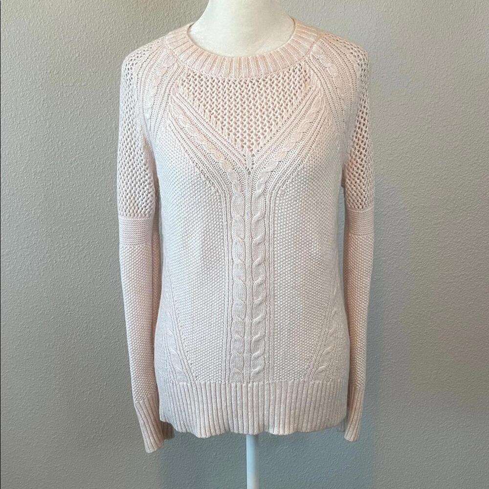 Banana Republic Mixed Knit Crewneck Sweater Pink Size XS